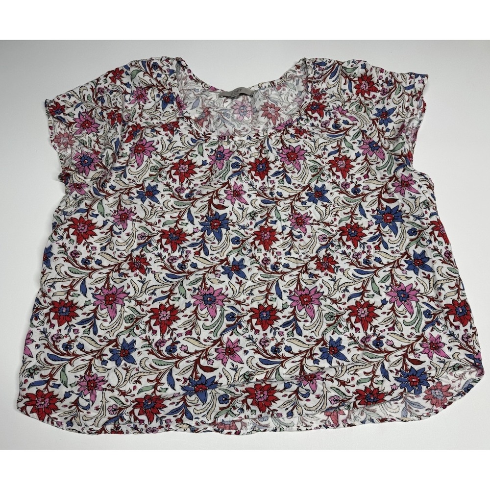 Loft‎ Spring Bloom Shirred Scoop Neck Top Womens XXL